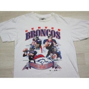 Vintage Denver Broncos (L) T Shirt NFL Football Elway, Davis, Smith, Sharpe 1998